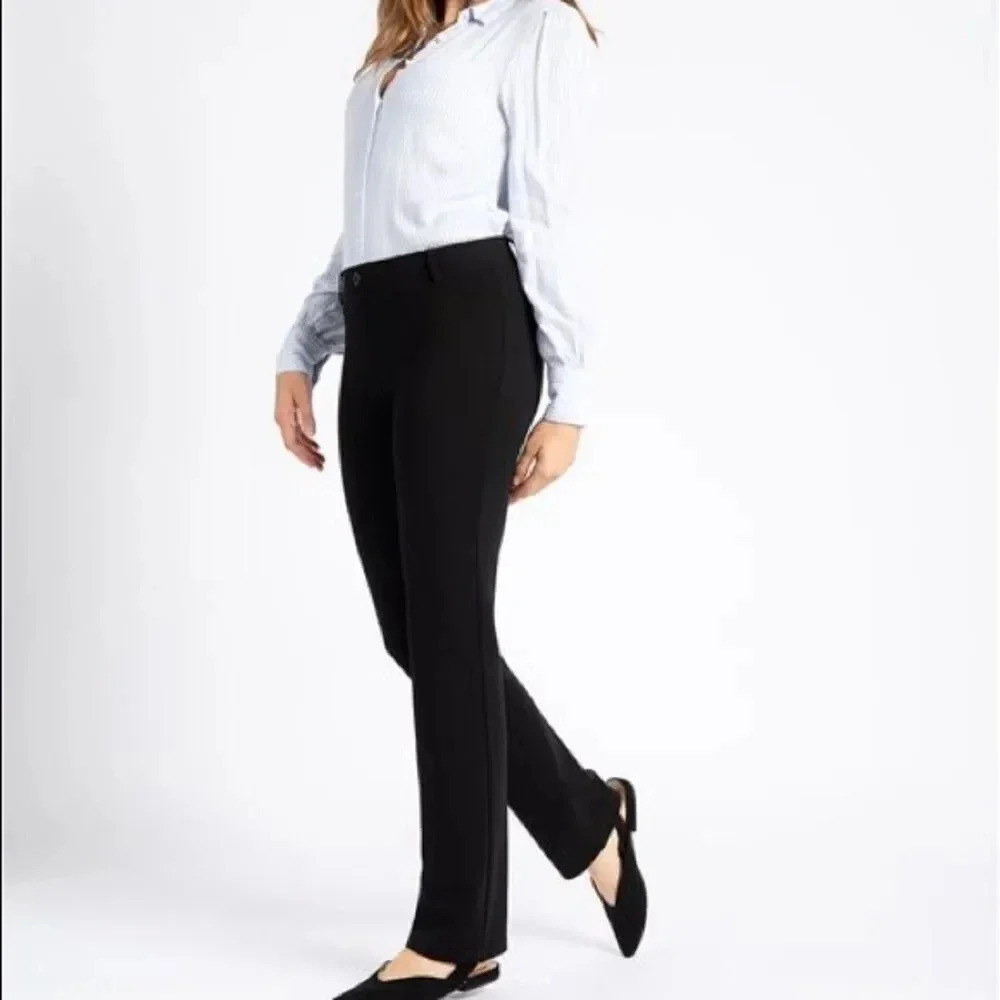 Betabrand Straight Leg Black Yoga Dress Pants